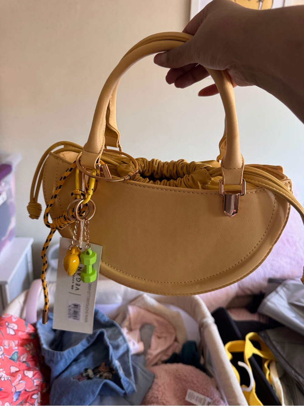 Yellow Crescent-Handbag Womens Mini Tote